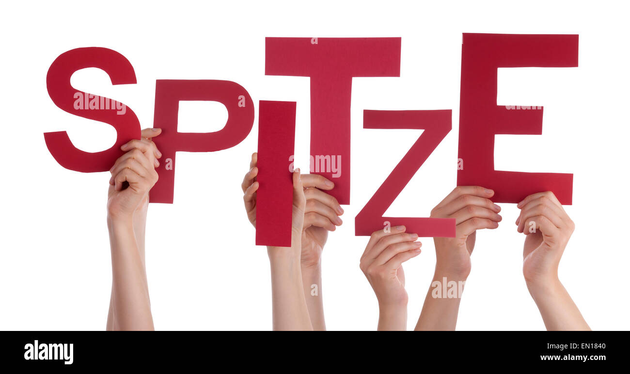 Many Caucasian People And Hands Holding Red Letters Or Characters