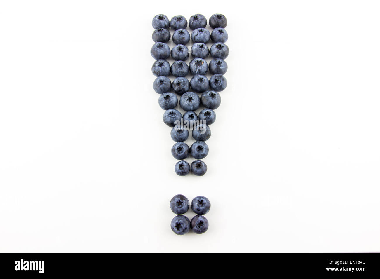 Exclamation mark concept made of fresh blueberries Stock Photo