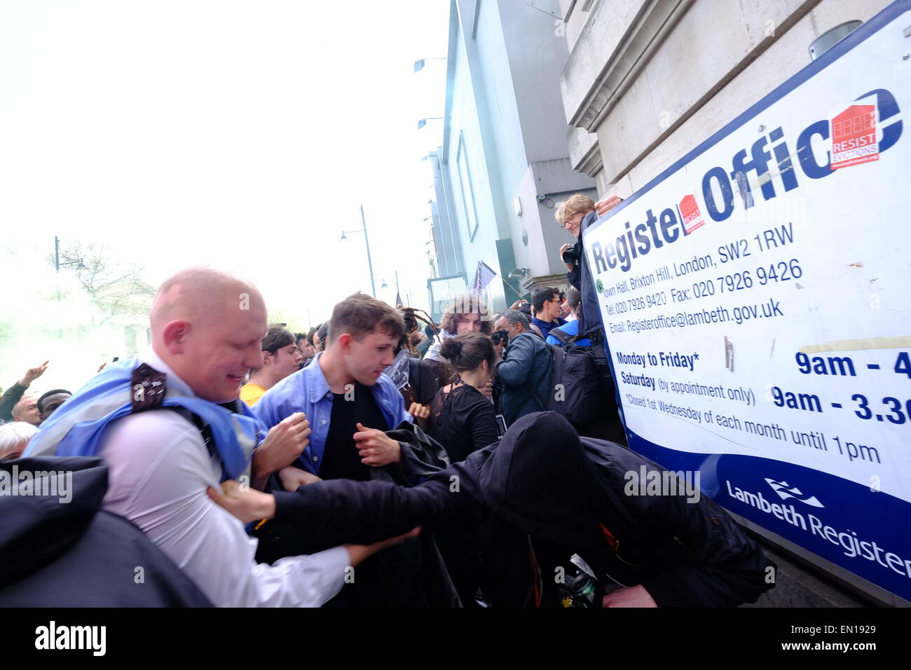 London, UK. 25th Apr, 2015. A march against gentrification in Brixton