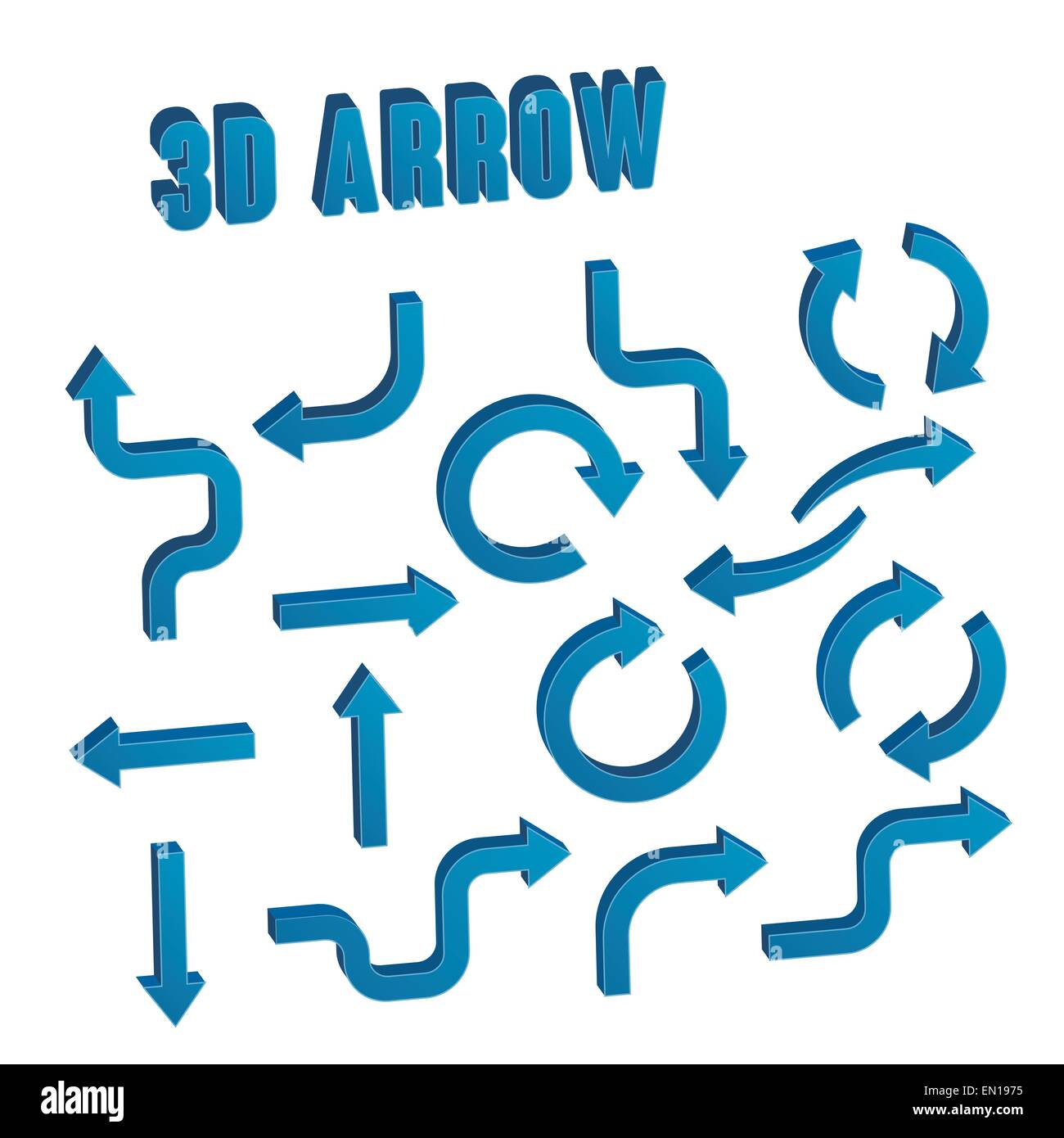 3d blue arrows set collection over white background Stock Vector Image ...
