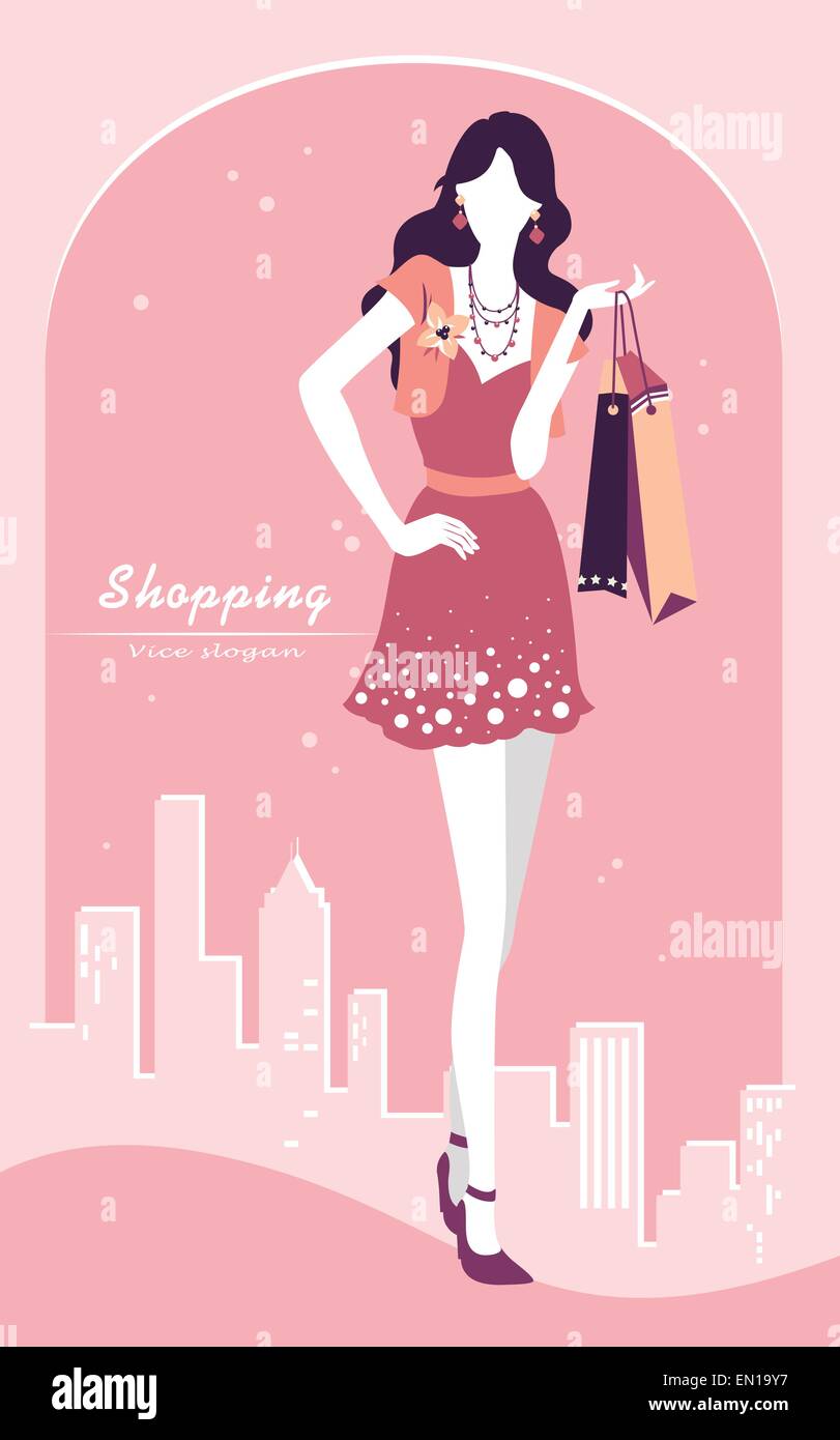 vector background with fashion girl and shopping bags Stock Vector ...