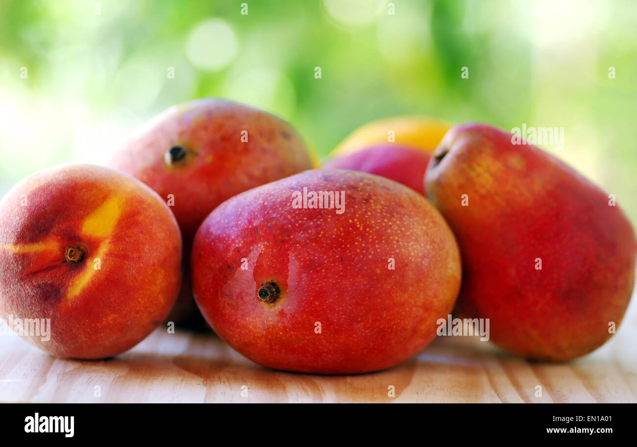 Peach, mango and pear fruits Stock Photo Alamy