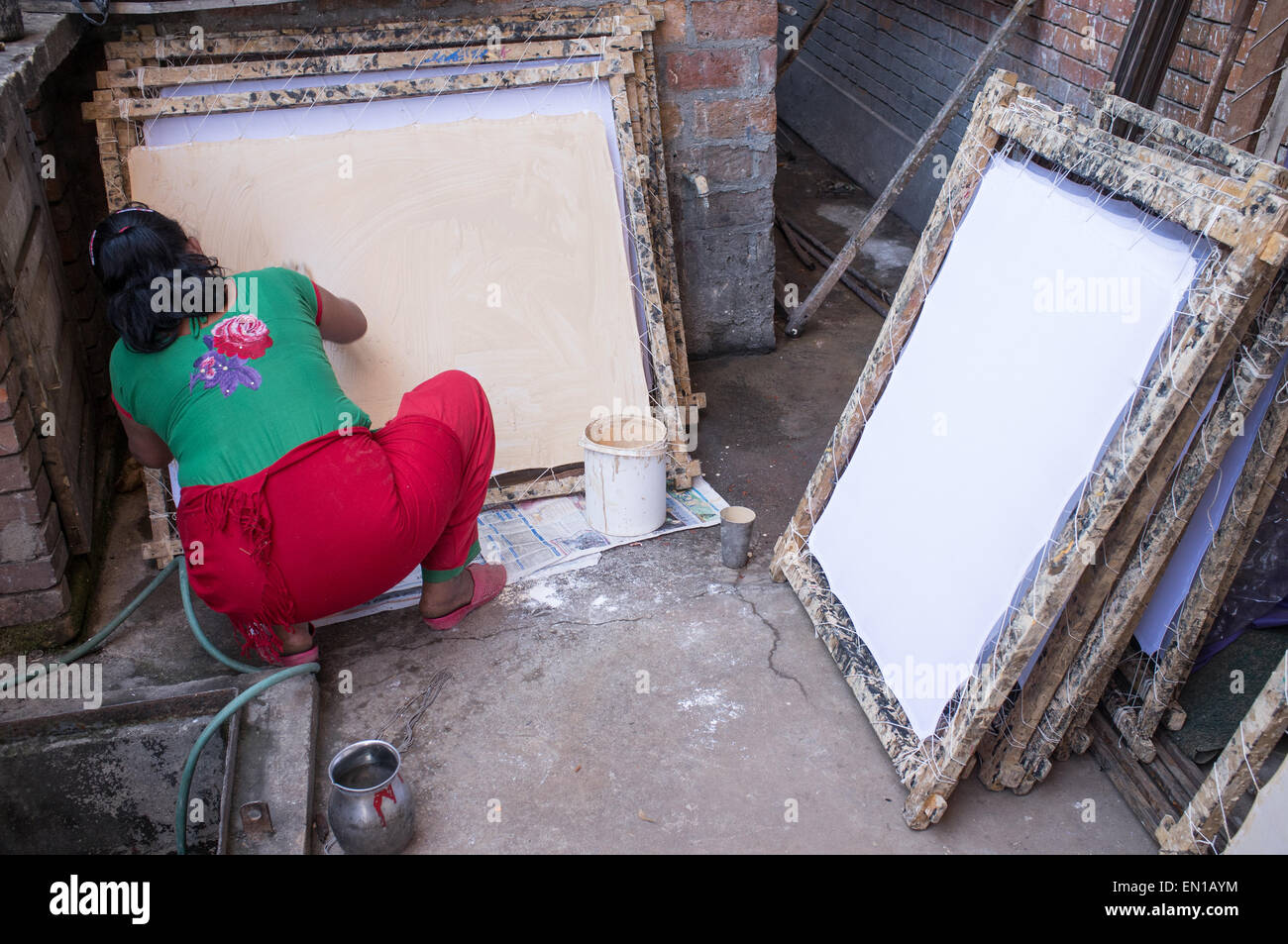 School painting mantras, Kathmandu, Nepal Stock Photo Alamy