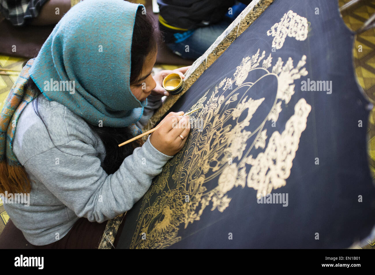 School painting mantras, Kathmandu, Nepal Stock Photo Alamy