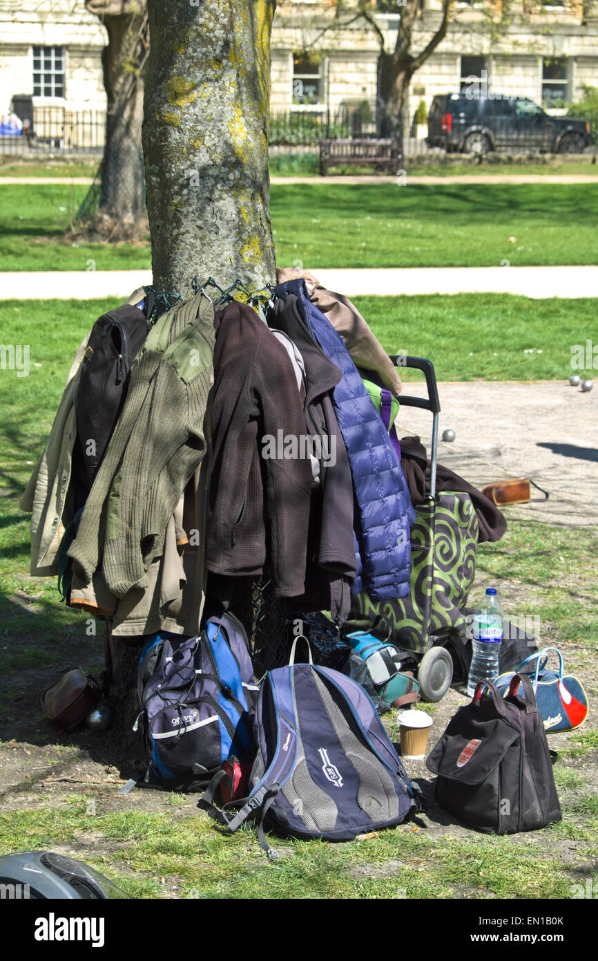 Bath Somerset England UK Playing Boules in Queen Square Stock Photo Alamy