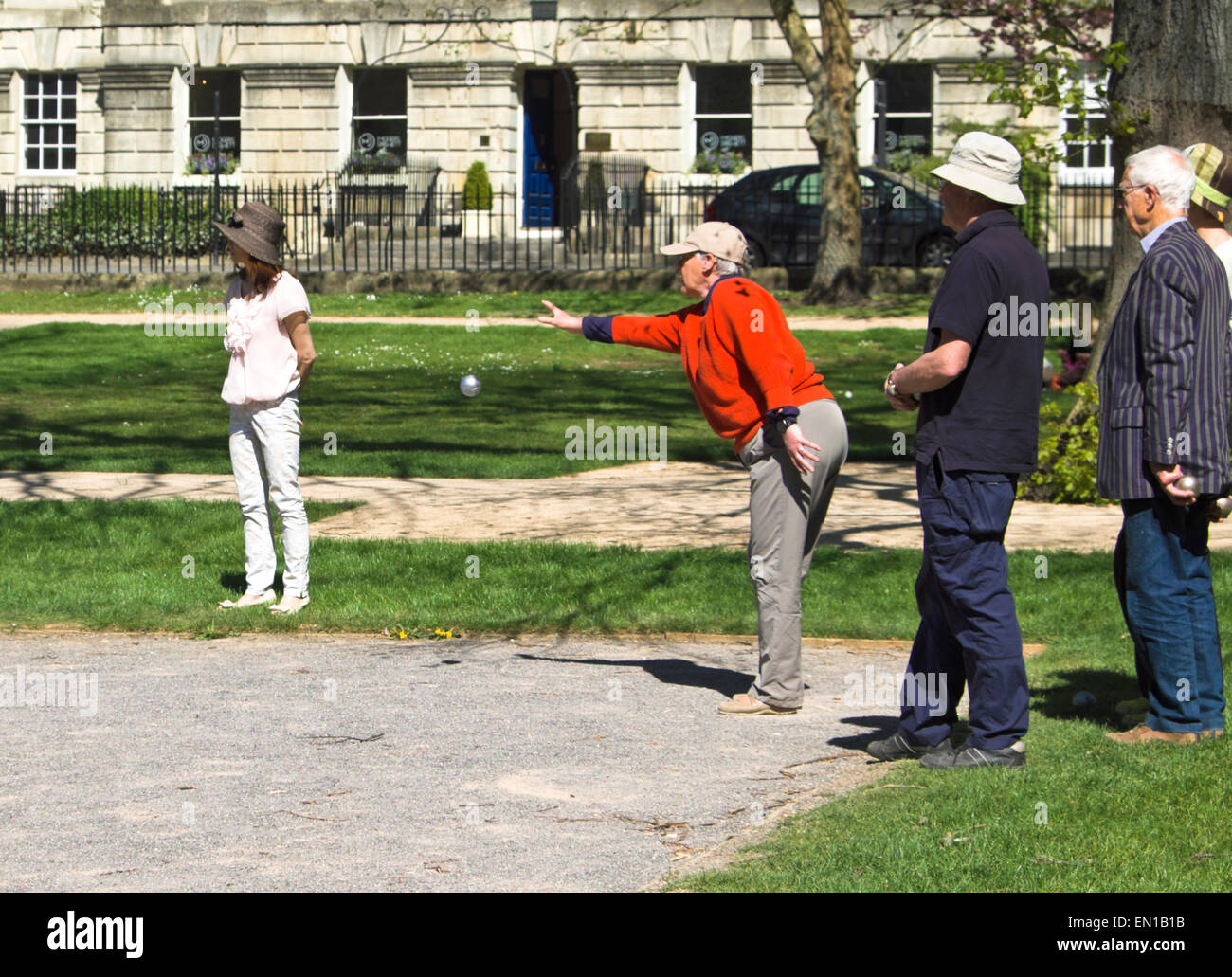 Bath Somerset England UK Boules in Queen Square Stock Photo Alamy