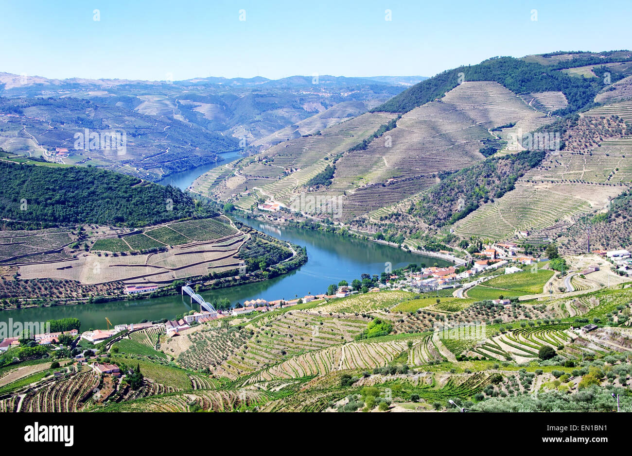 View from the Douro valley, from Casal de Loivos Stock Photo