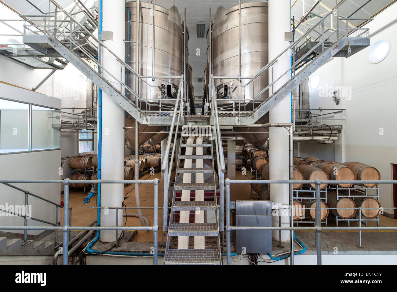 Boschendal winery fermentation vats, Stellenbosch, South Africa. Stock Photo