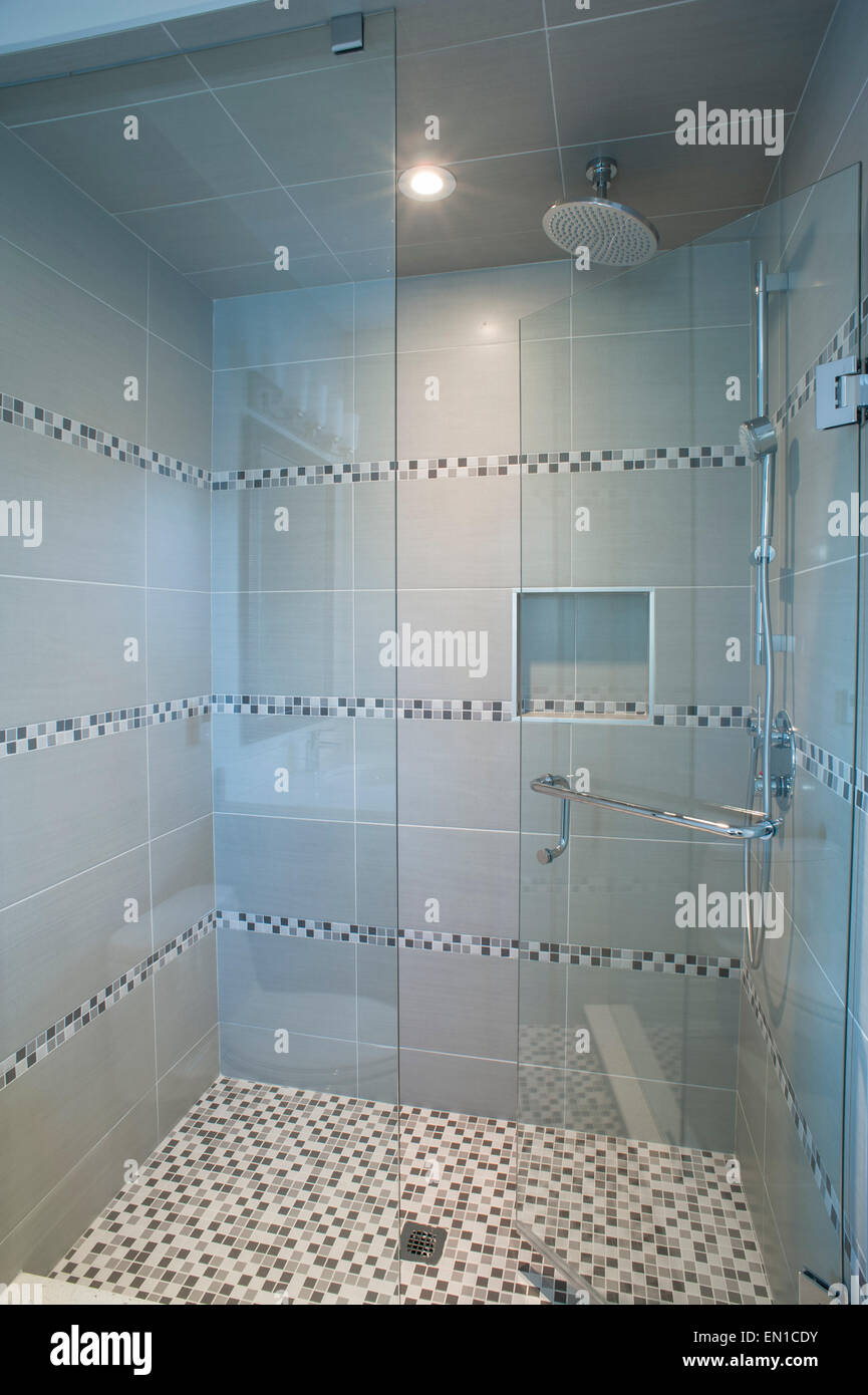Shower stall in custom built home Stock Photo Alamy