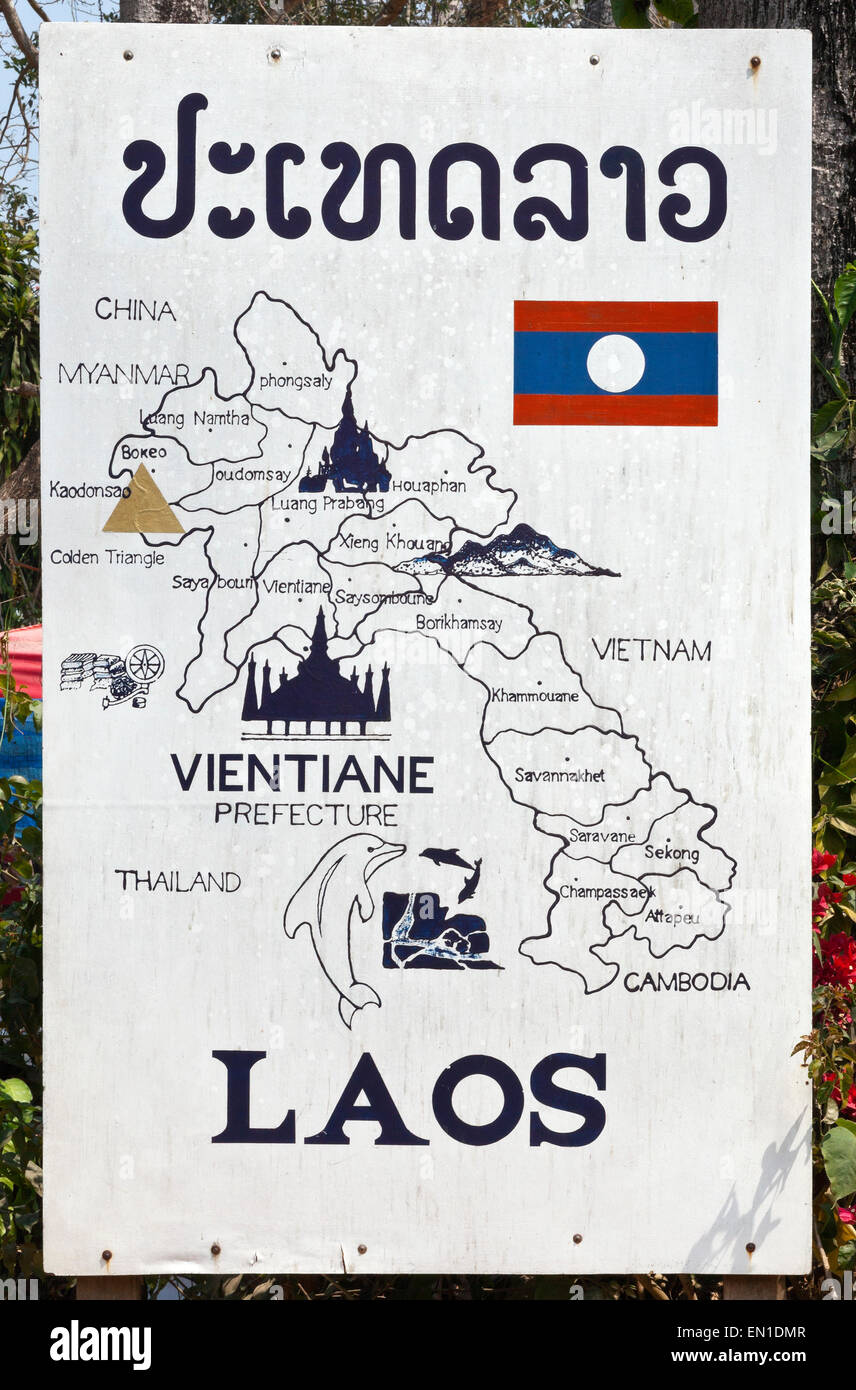 Don Sao island, Laos, The Golden Triangle, between Thailand, Myanmar and Laos. Historically a drug trading area. Stock Photo