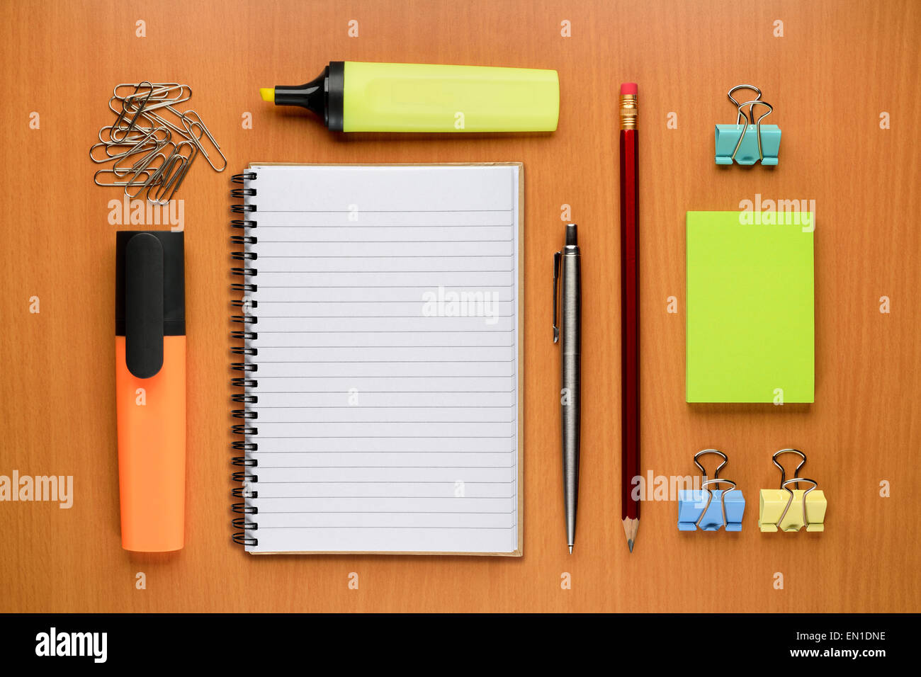 Office supplies on desk Stock Photo - Alamy