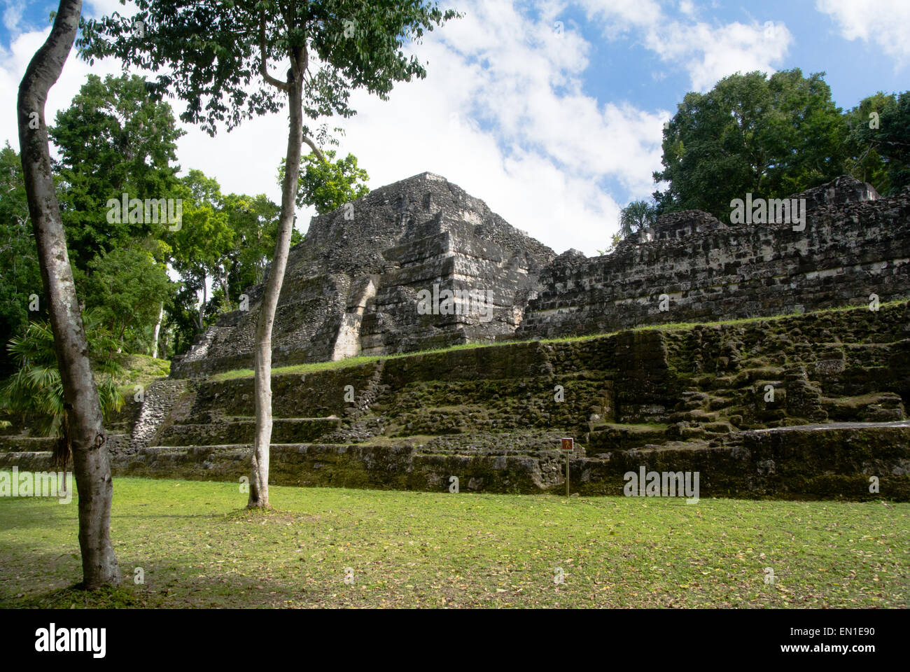 Mayan pyramids in the jungle, Yaxha, Peten, Guatemala Stock Photo