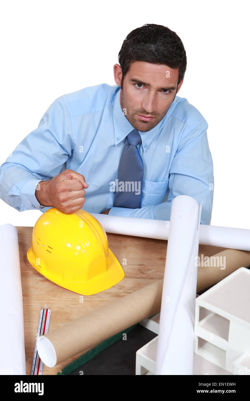 Architect with a hard hat Stock Photo Alamy