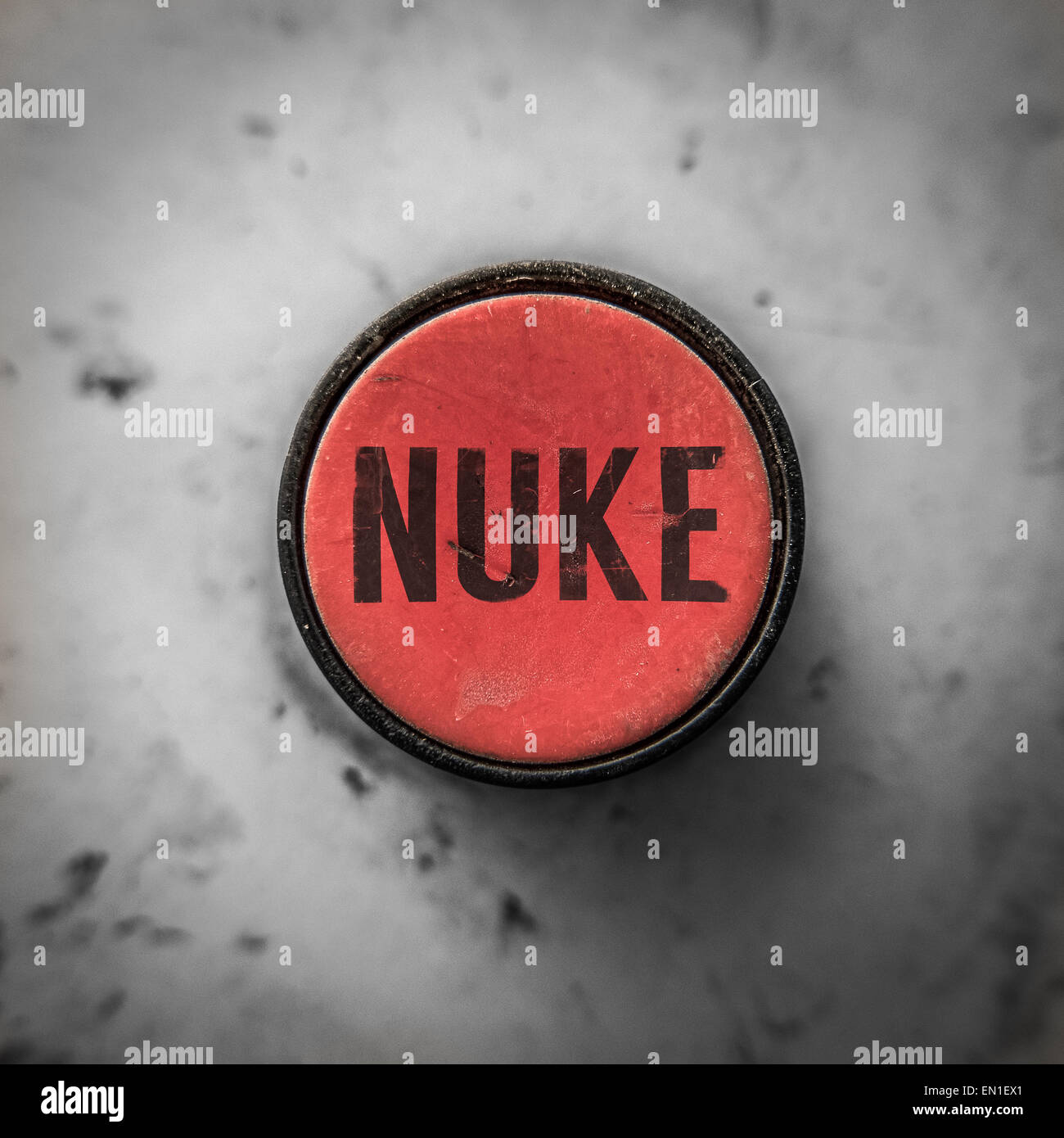 Grungy Industrial Style Button With Word Nuke Stock Photo
