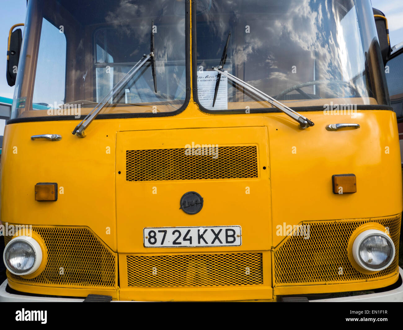 Bus LiAZ-677 -- The Retro OldCarFest is the biggest retro cars festival held in Kiev, and covers the State Aviation Museum grounds. More than 300 cars are involved into this project and more than 20 thousand visitors are expected to attend. Stock Photo