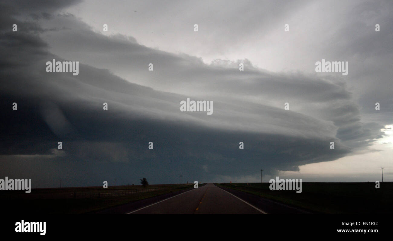 April 24.2015. Ellsworth KS. Severe tornadic super cells cross over the western pains late