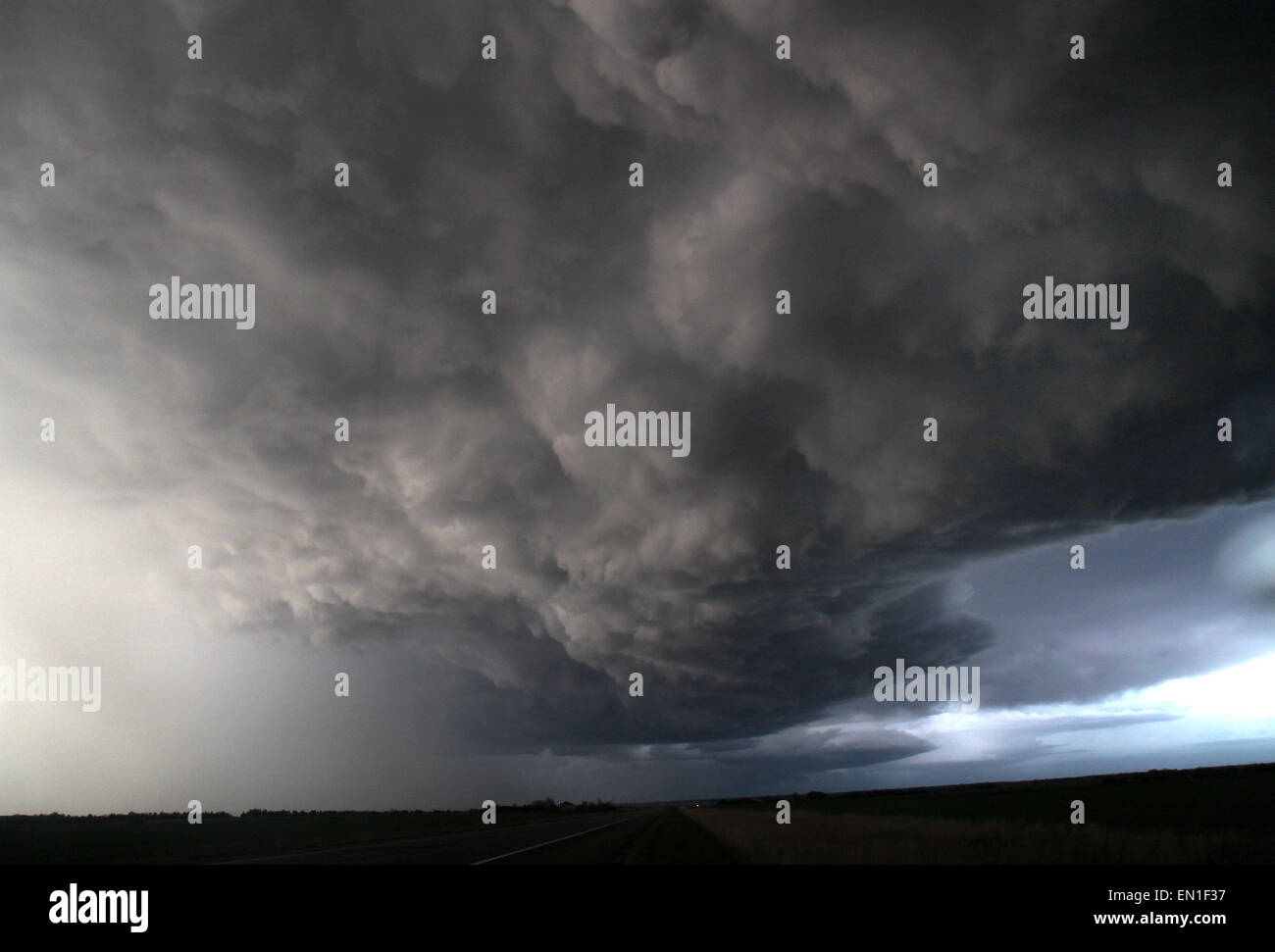 April 24.2015. Ellsworth KS. Severe tornadic super cells cross over the