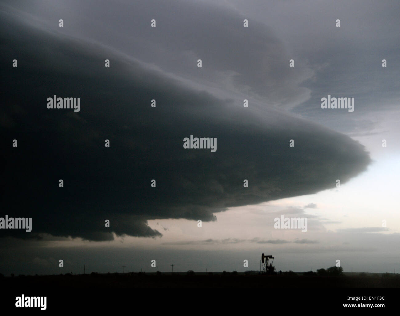 April 24.2015. Ellsworth KS. Severe tornadic super cells cross over the