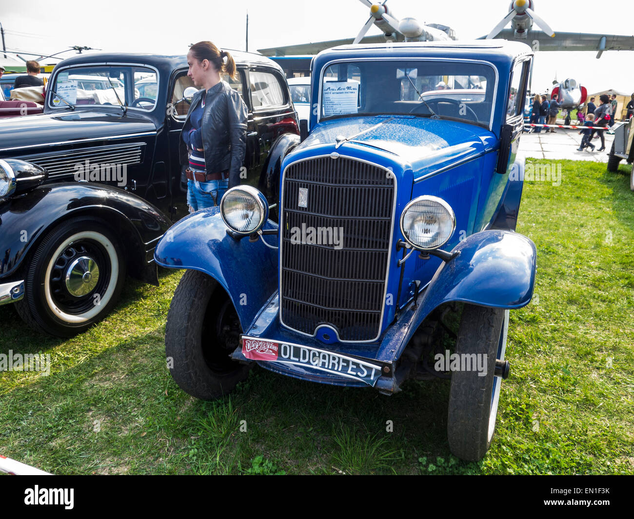 Opel, 1937 -- The Retro OldCarFest is the biggest retro cars festival held in Kiev, and covers the State Aviation Museum grounds. More than 300 cars are involved into this project and more than 20 thousand visitors are expected to attend. Stock Photo