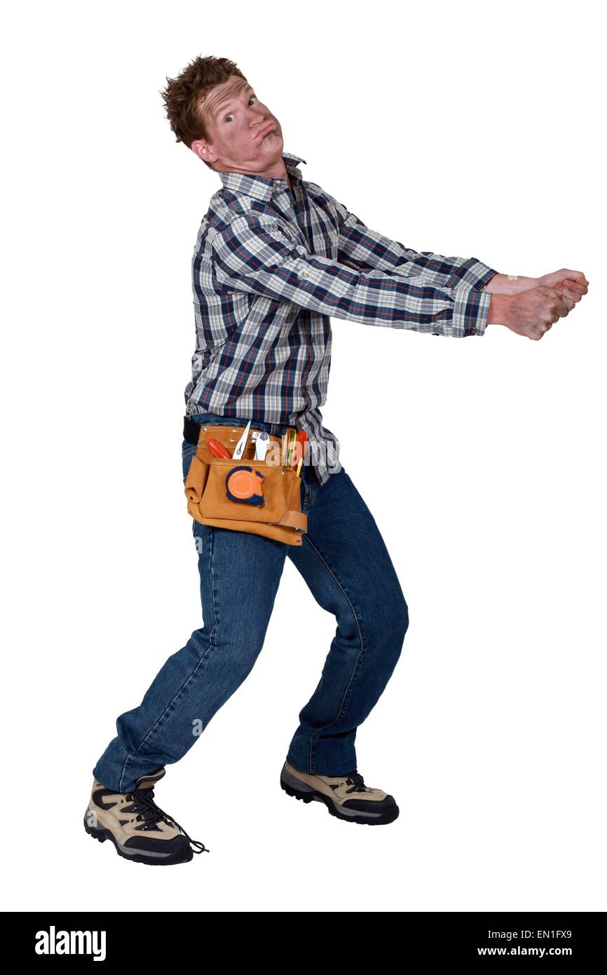 Man receiving electric shock Stock Photo - Alamy