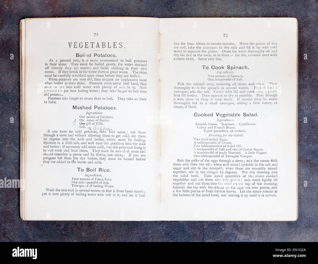 Plain Cookery Recipes Book by Mrs Charles Clarke for the National Training School for Cookery Stock Photo