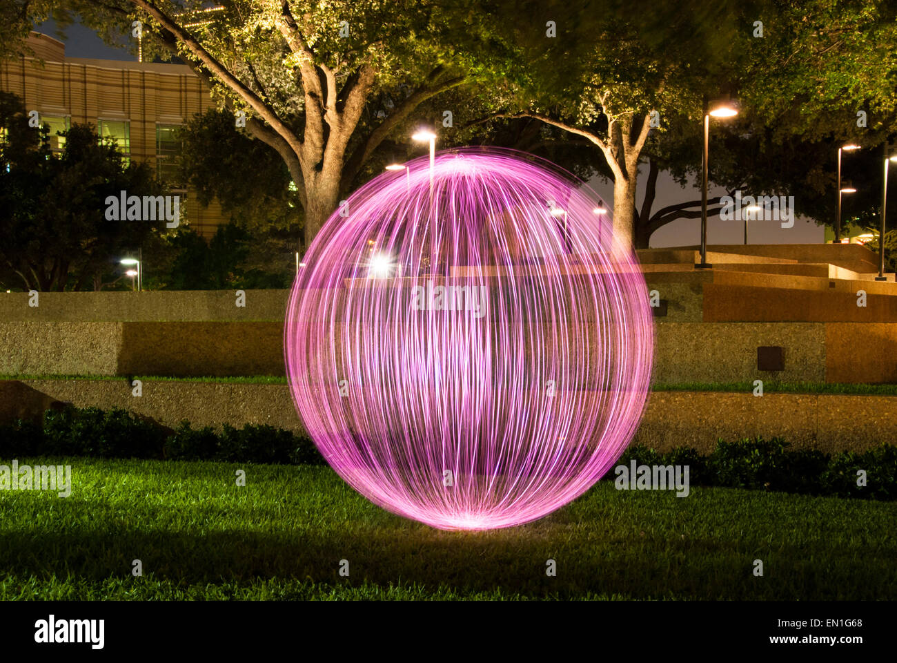Orb in a Park Ball of Light Light Art Light Painting Stock Photo