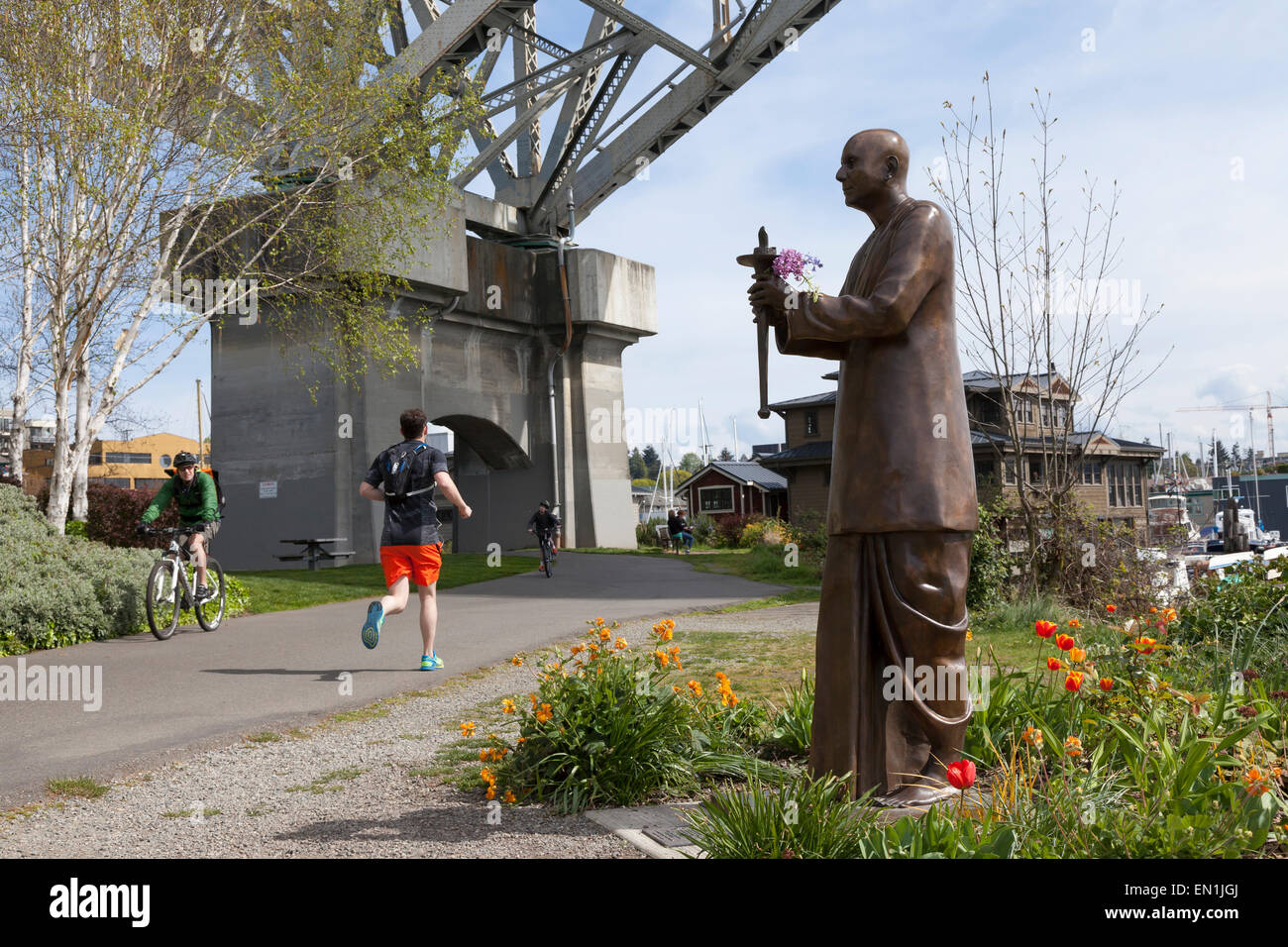 Sri Chinmoy sculpture along the Burke-Gilman Trail - Fremont, Seattle, King County, Washington, USA Stock Photo
