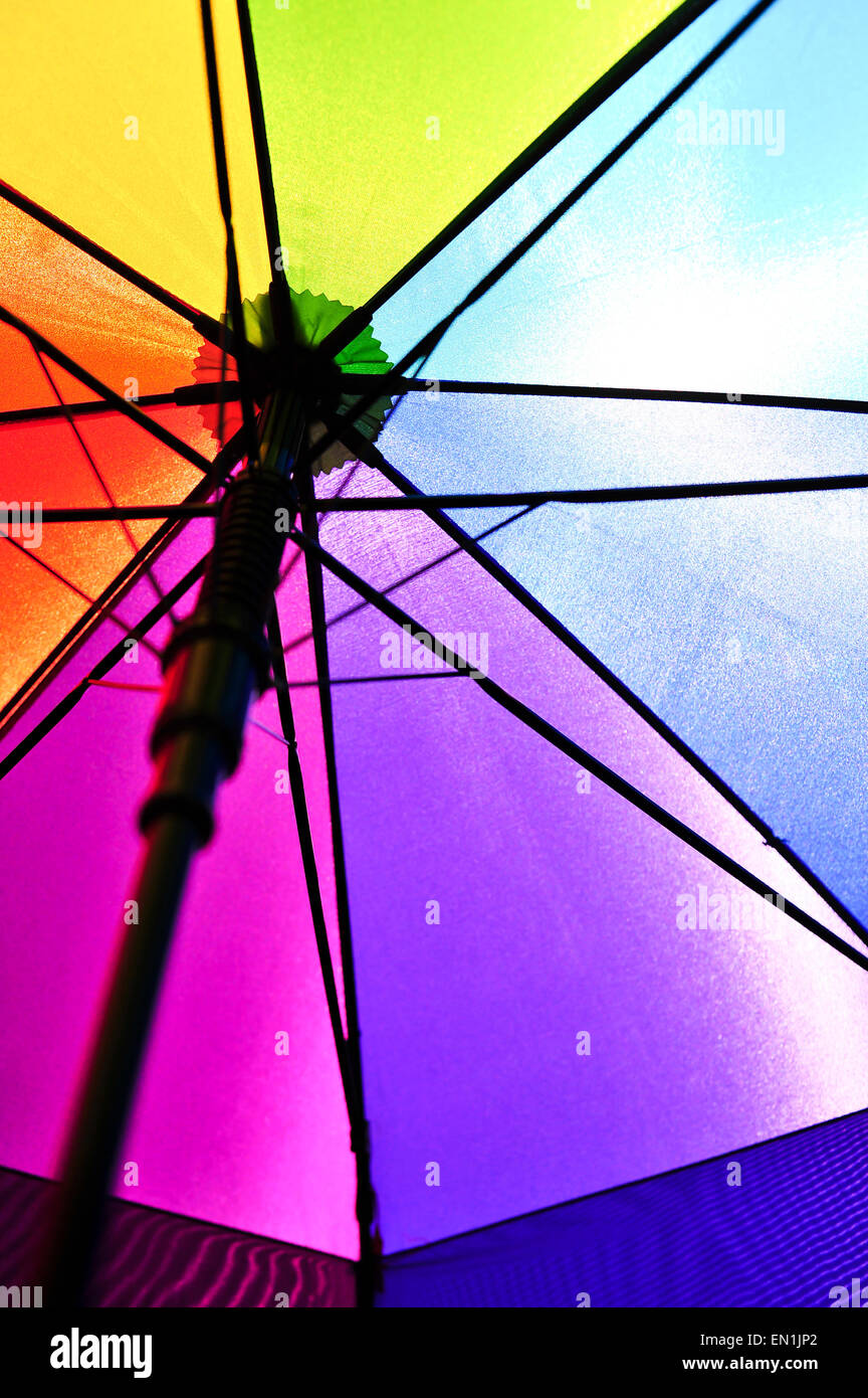 Rainbow Umbrella Closeup Stock Photo Alamy