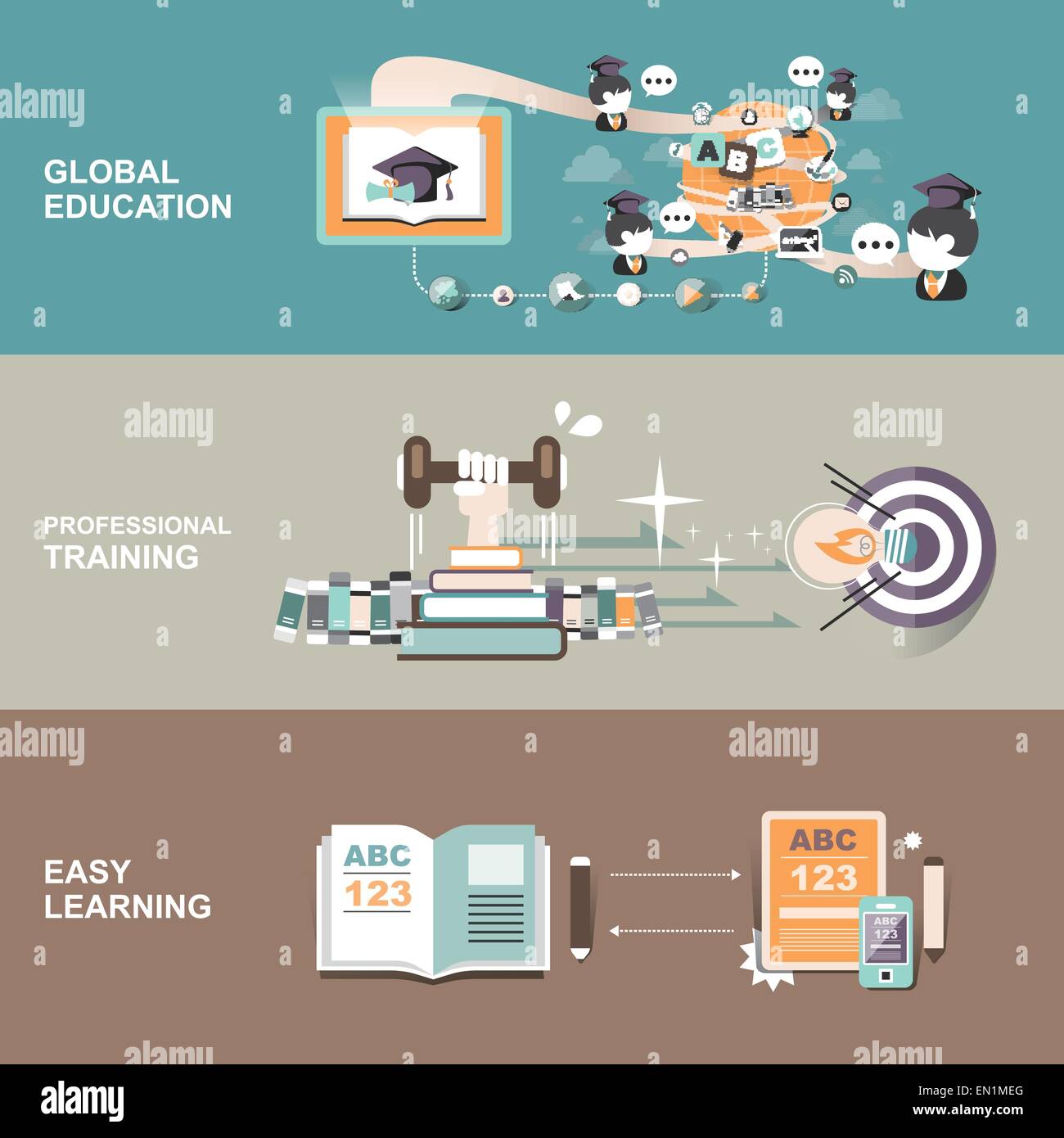 education concept banners set in flat design Stock Vector Image & Art ...