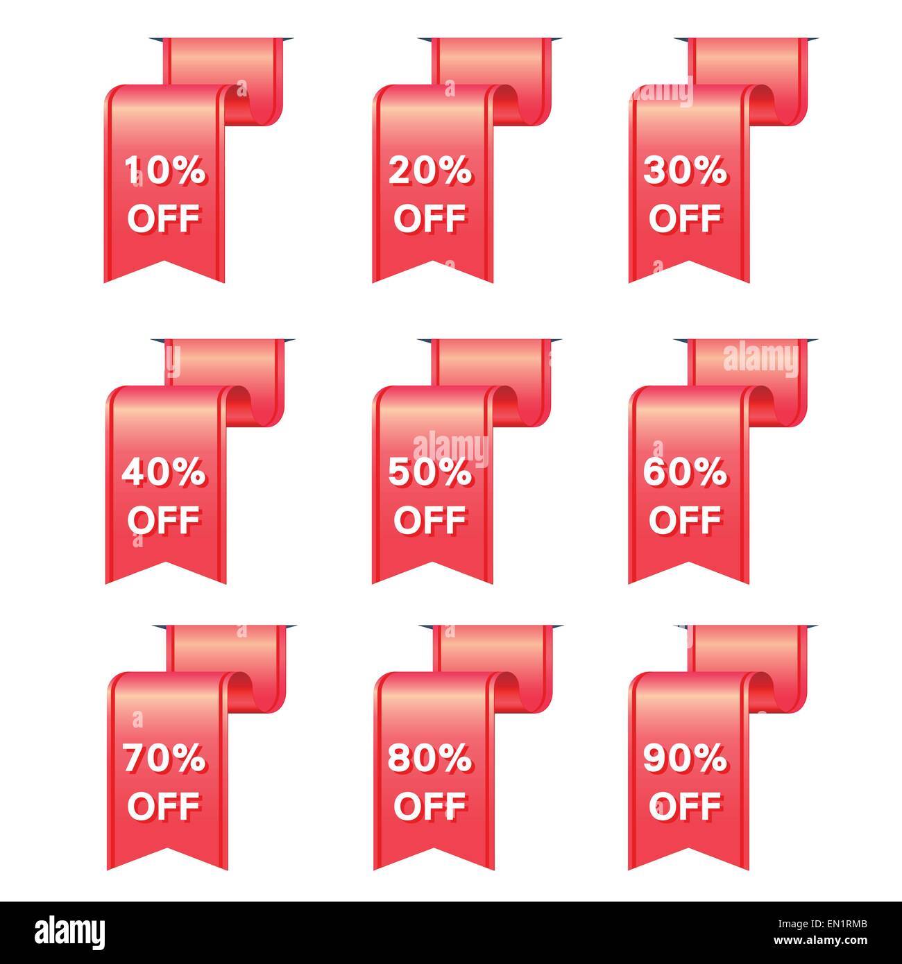 vector red ribbon discount label elements set Stock Vector Image & Art ...