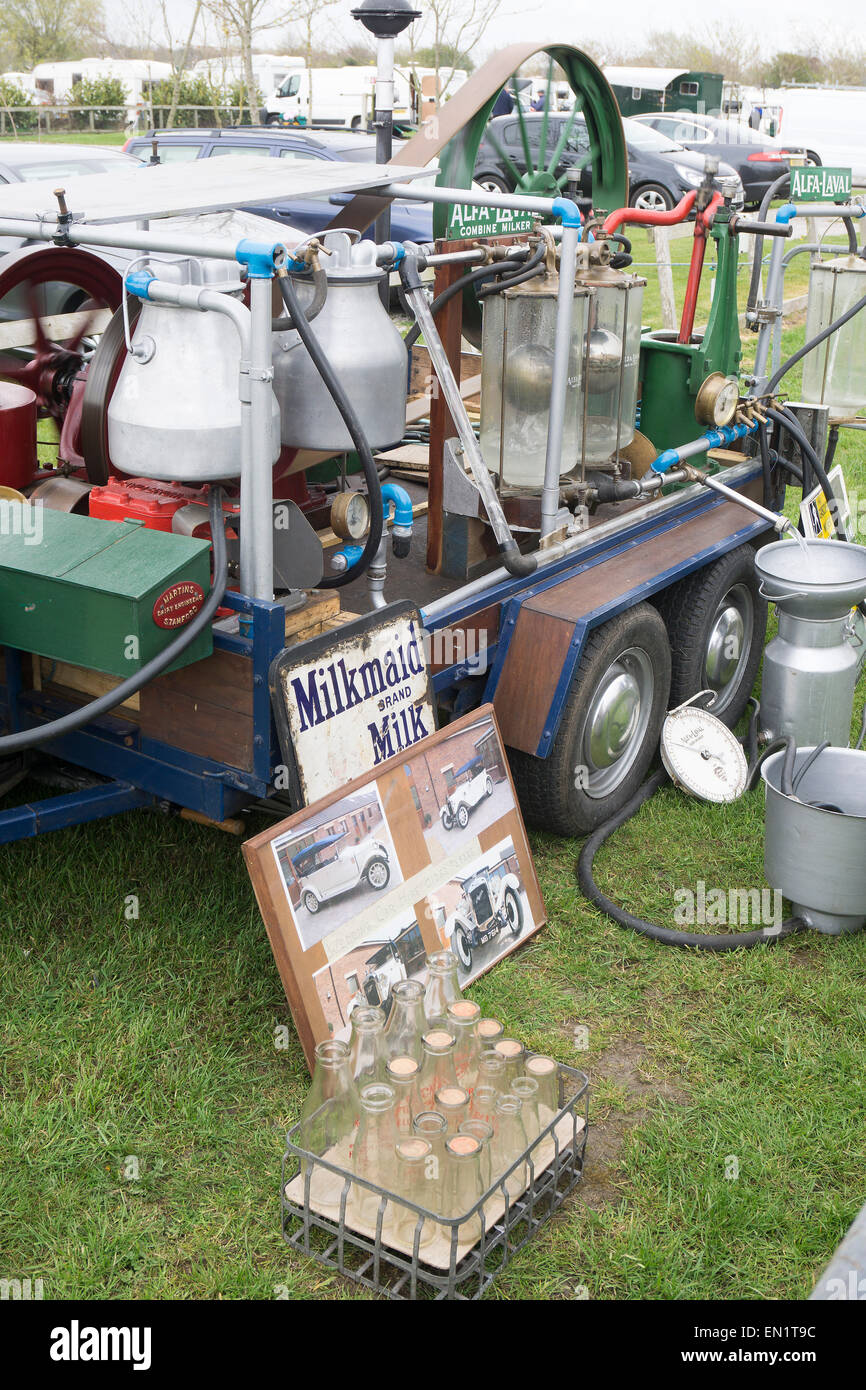vintage dairy equipment on display at classic show, southport Stock