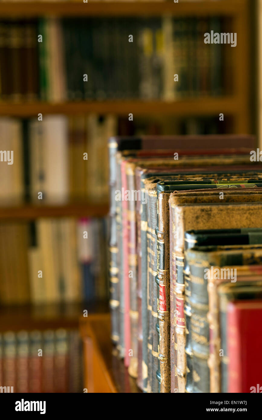 close up of some old books Stock Photo