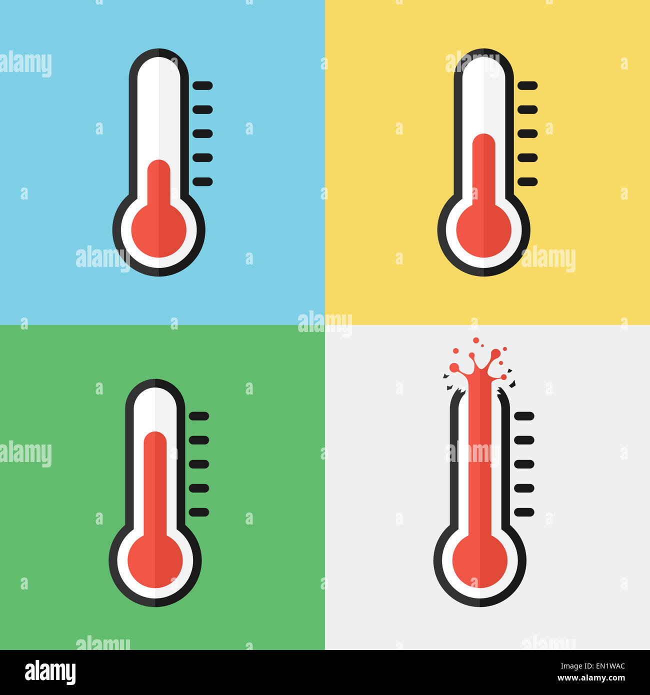 Broken thermometer ( Overheat ) ( Flat design Stock Photo Alamy