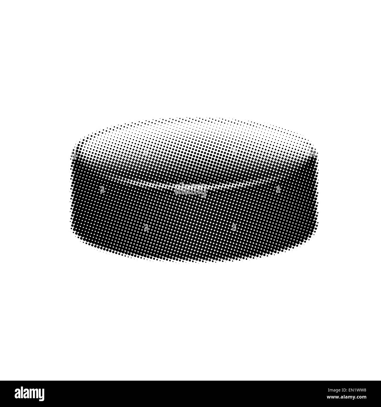 Halftone hockey puck. Stylized hockey puck of black dots on a white