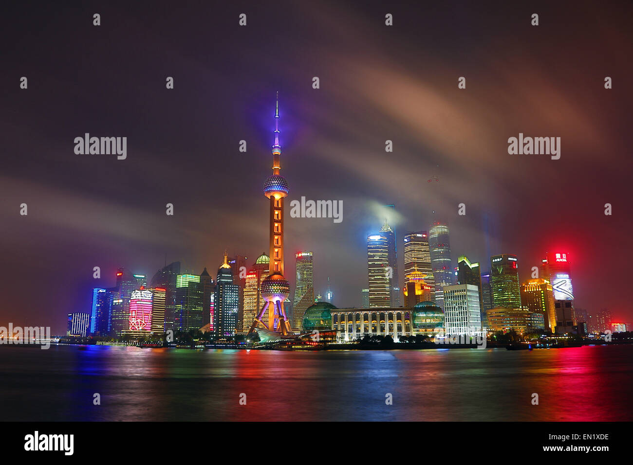 Shanghai pudong night skyline hi-res stock photography and images - Alamy