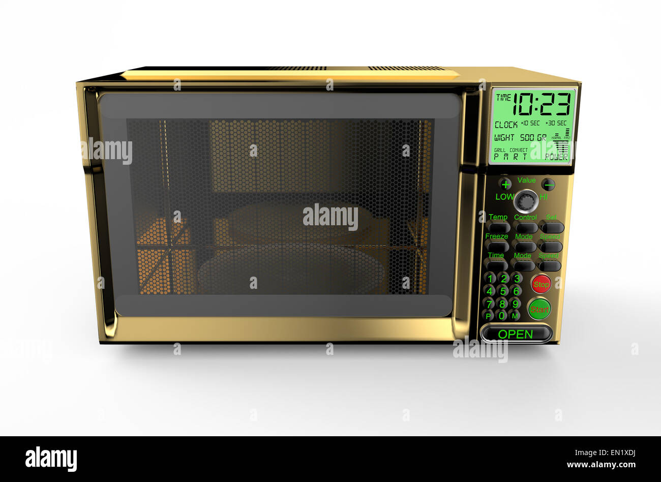 golden microwave oven isolated on white background Stock Photo Alamy