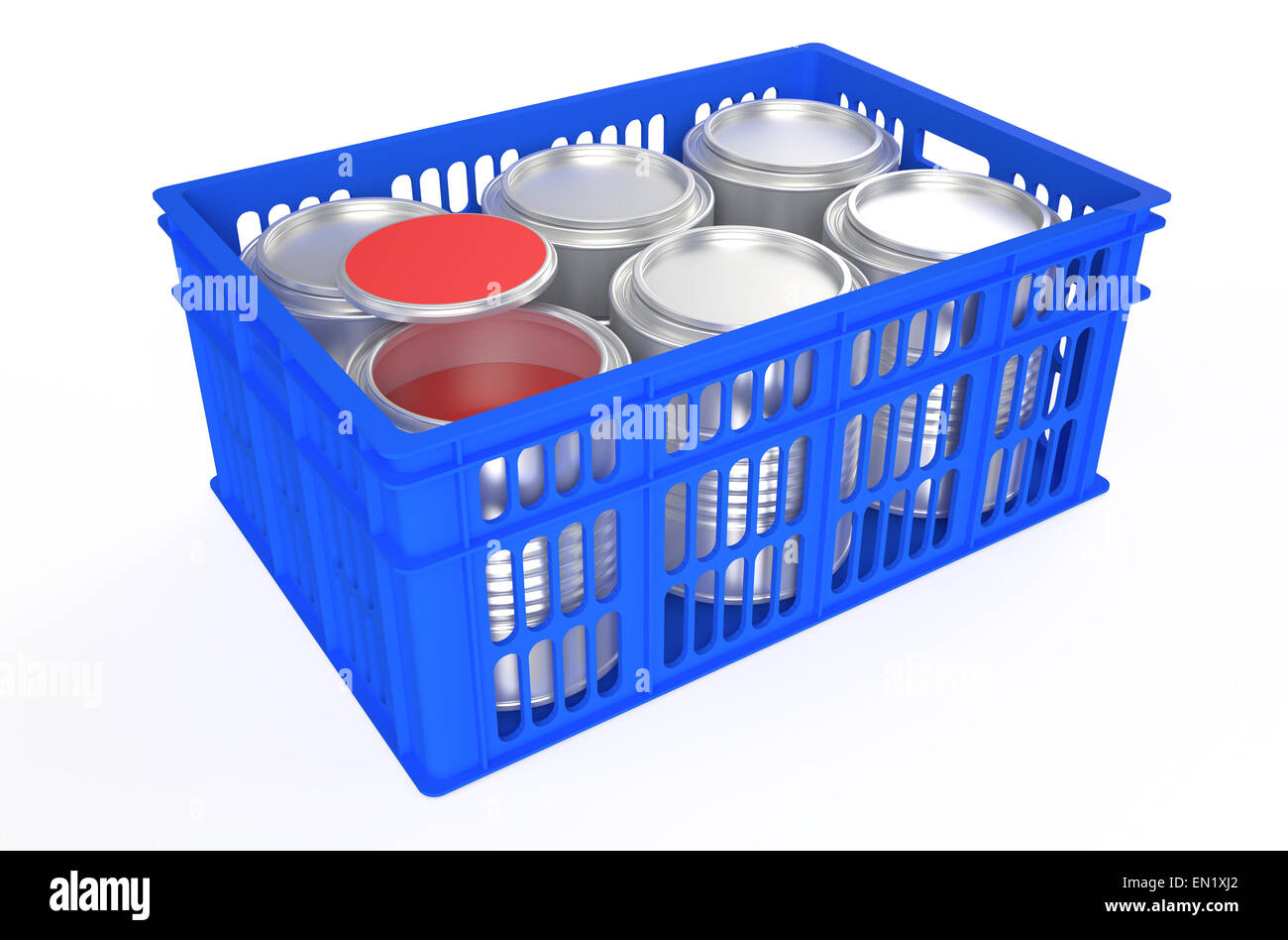 plastic crates with a can of paint isolated on white background Stock Photo Alamy