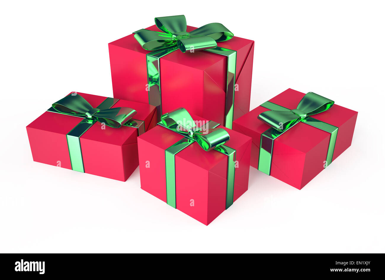 Gift red boxes isolated on white background Stock Photo - Alamy