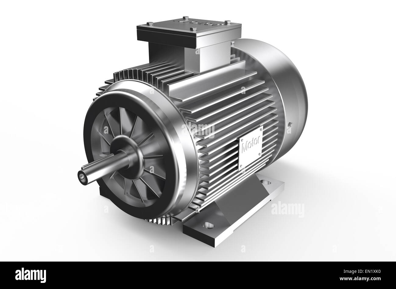 Electric motor, 3D rendering black and white isolated on white Stock  Illustration