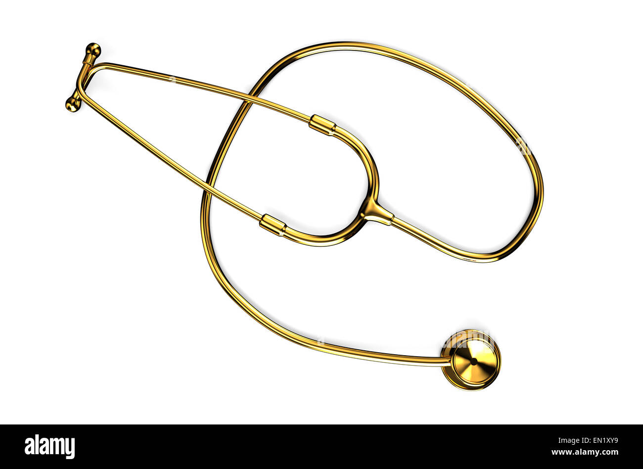Golden stethoscope isolated on white background Stock Photo Alamy