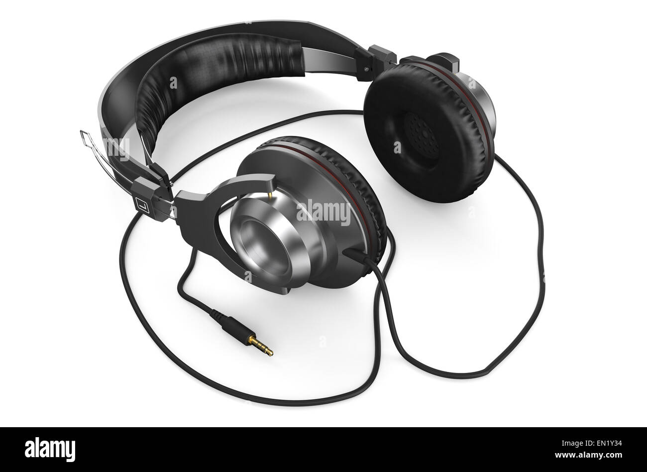 black headphones isolated on white background Stock Photo
