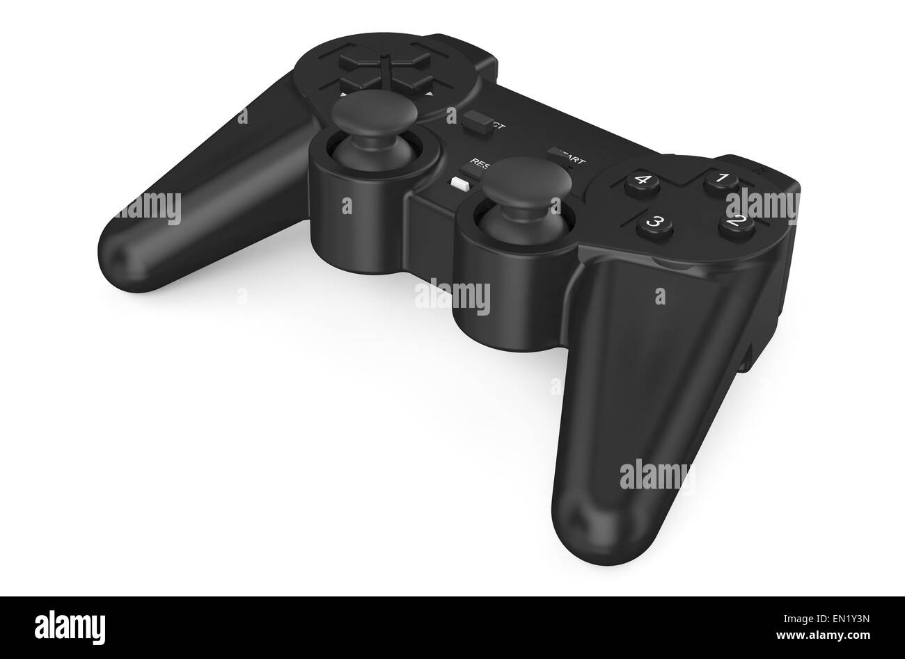 black video game controller  isolated on white background Stock Photo