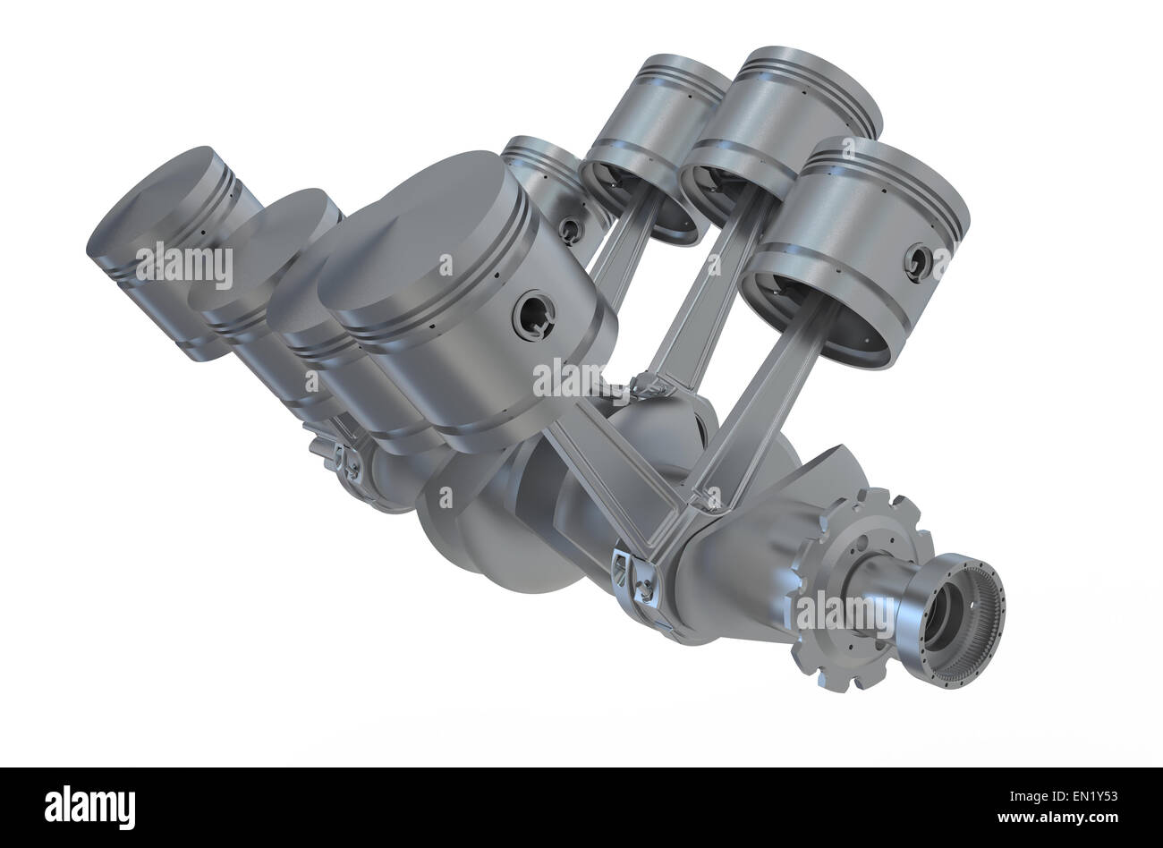 V8 engine pistons and cog isolated on white background Stock Photo Alamy