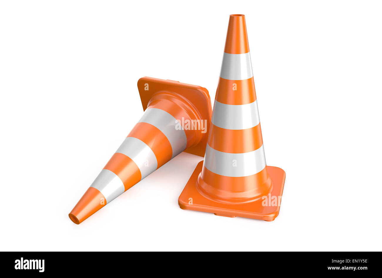 two traffic cone isolated on white background Stock Photo