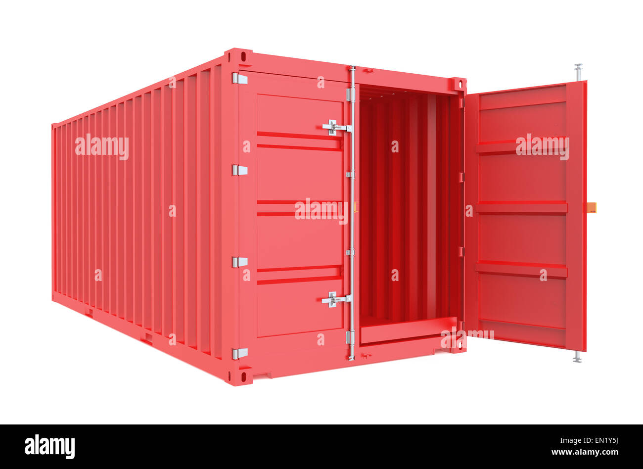 red opened cargo container isolated on white background Stock Photo