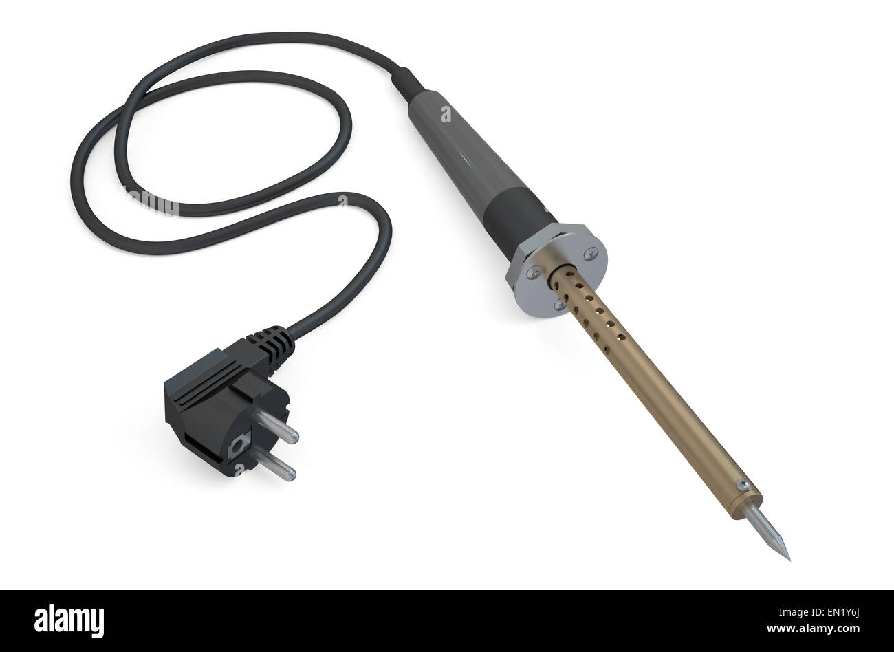 Soldering iron with black handle isolated on white background Stock