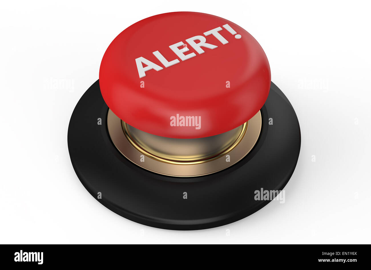 alert red button isolated on white background Stock Photo - Alamy