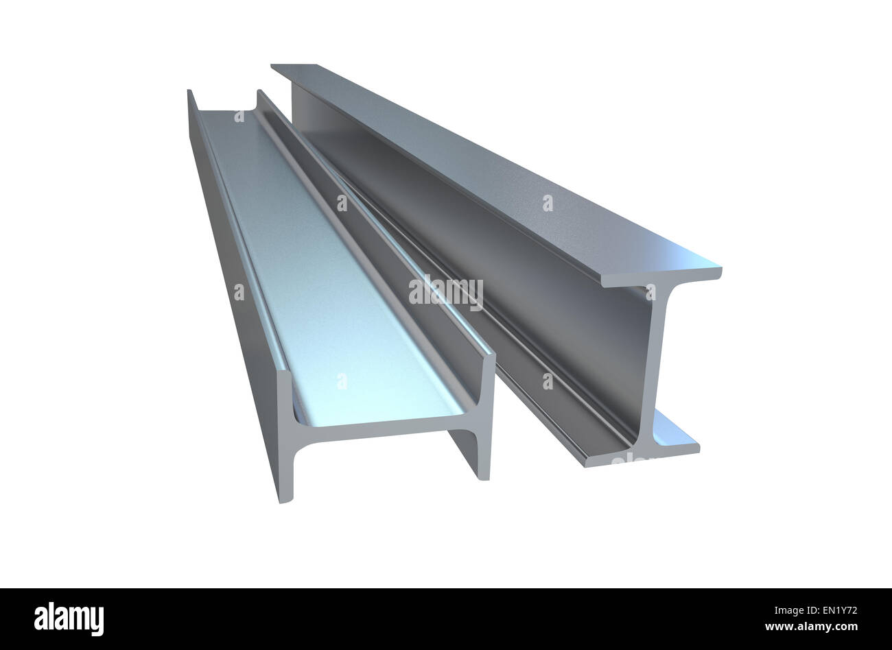 steel rails isolated on white background Stock Photo