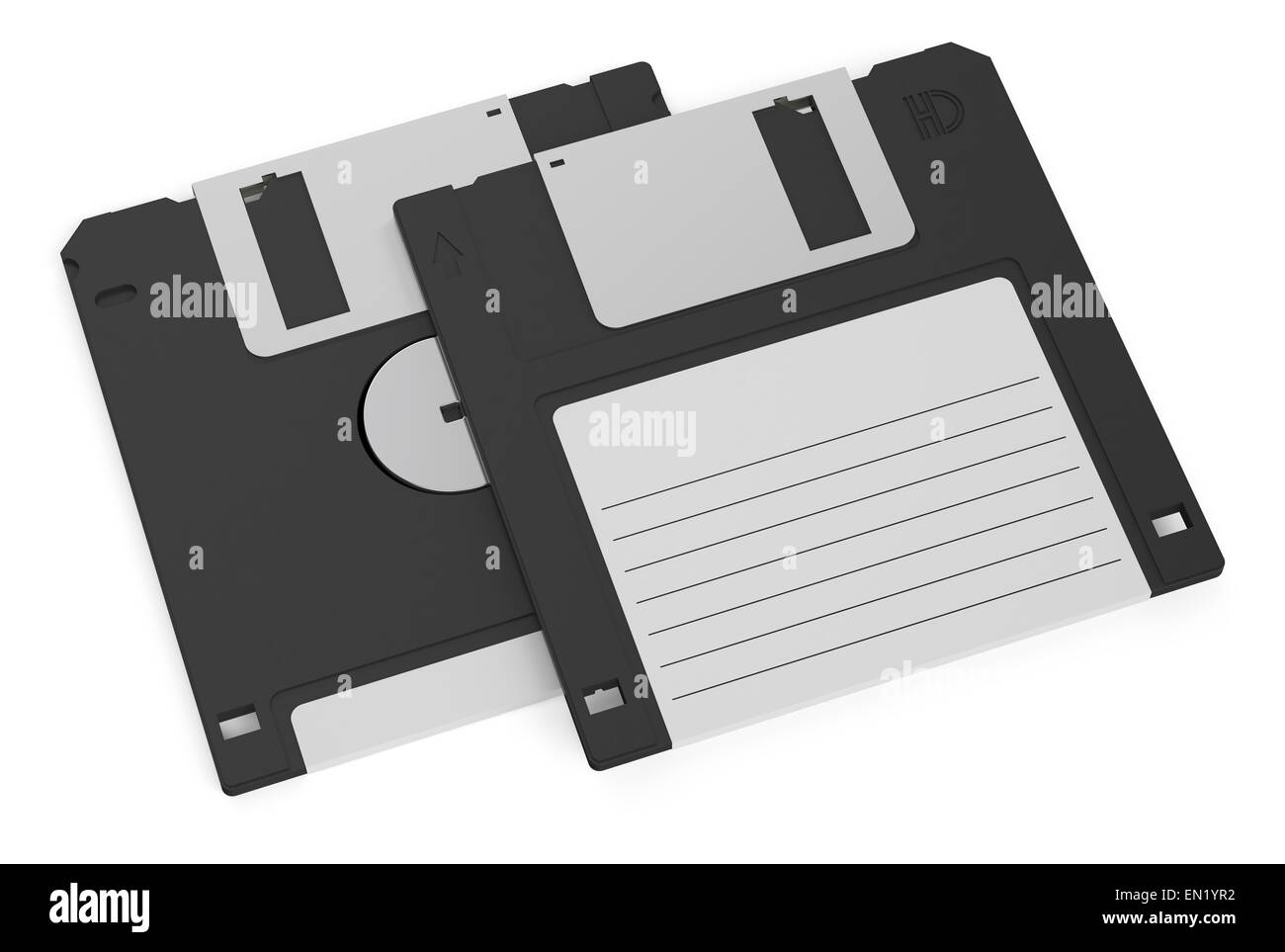 black floppy disks isolated on white background Stock Photo