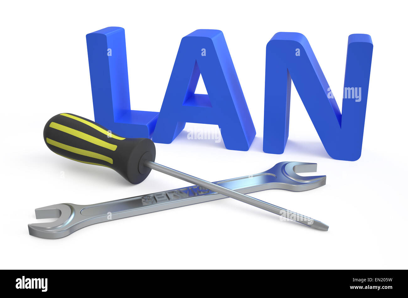 LAN repairs concept isolated on white background Stock Photo